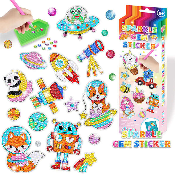 Diamant-Sticker Set für Kinder: Glitzernde Bastel-Steine