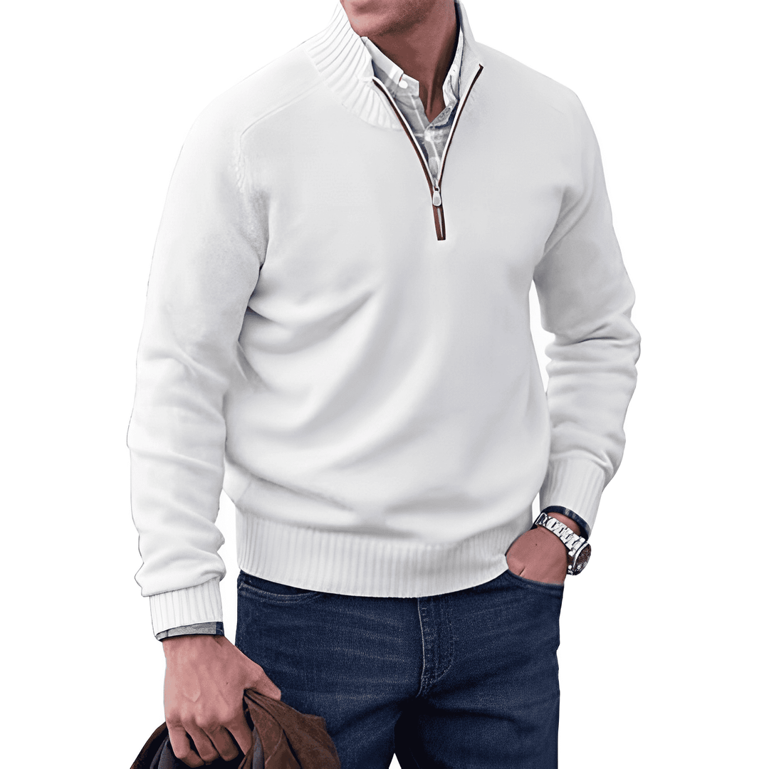 Luxus Herren Kaschmir Winterpullover mit Reißverschluss