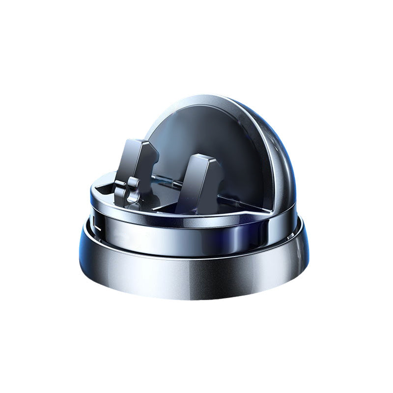 "360° drehbare, schwarze Handyhalterung mit Silikonbasis, zeigt Telefon in Auto, verstellbar für komfortable Nutzung."