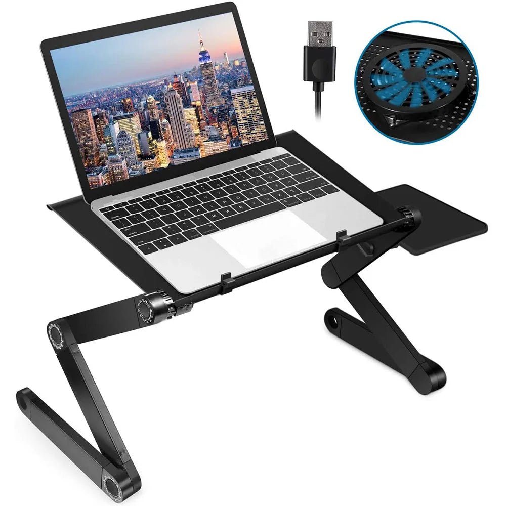 "360° verstellbarer Laptopständer, ergonomisch, robust, rundum drehbar, für Homeoffice, mit kühlendem Lüftersystem"
