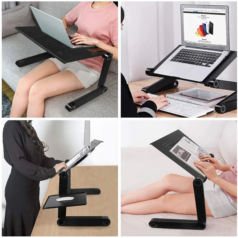 "360° verstellbarer Laptopständer, ergonomisch, robust, rundum drehbar, für Homeoffice, mit kühlendem Lüftersystem"