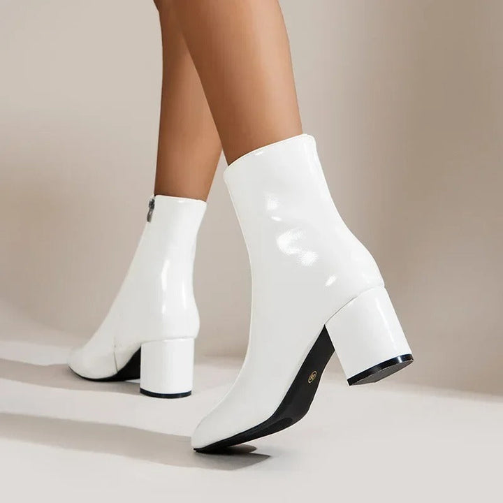 Damen Stiefeletten mit Blockabsatz und Spitze