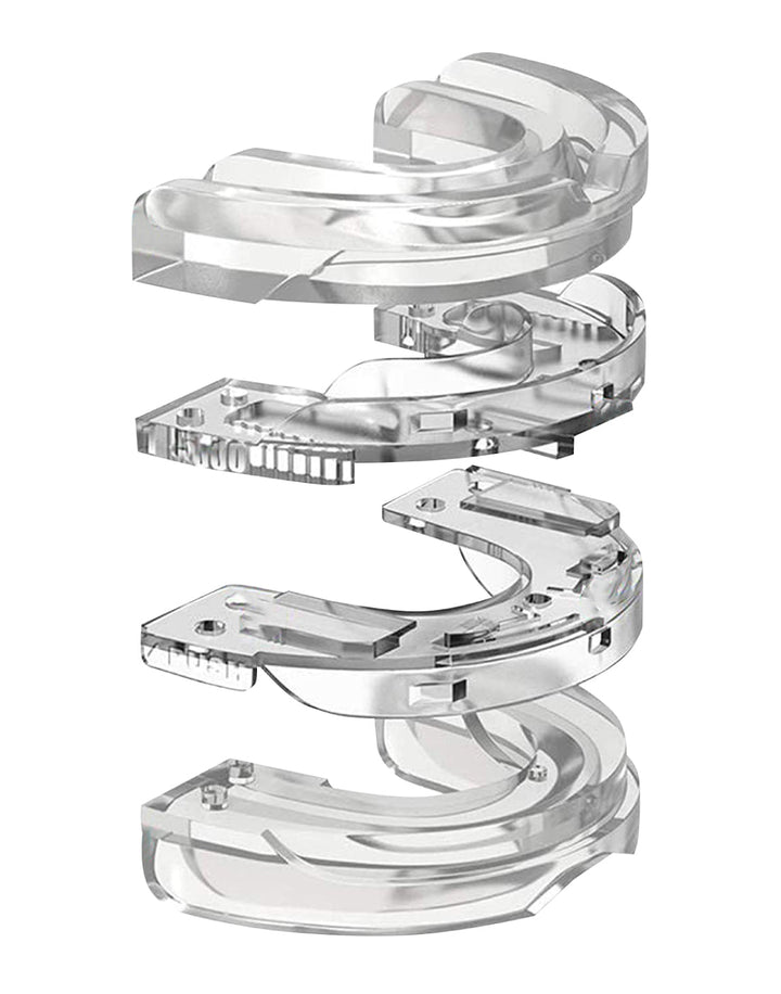 Transparente, stapelbare Kunststoffringe, modular, klar, für industrielle Anwendungen.