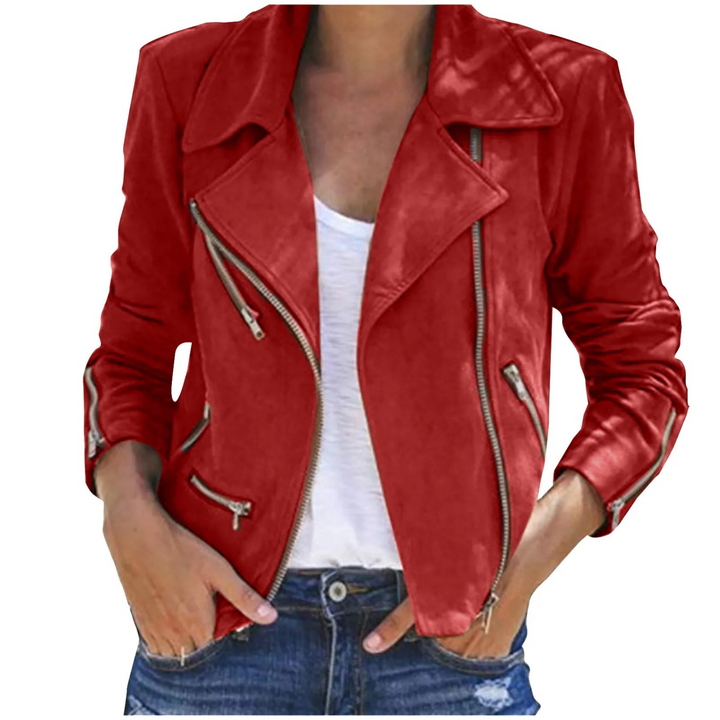 Damen Lederjacke mit Reißverschluss - Stilvoll & Elegant