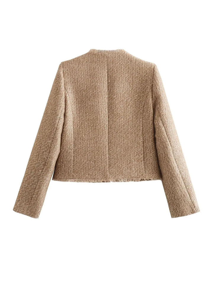 Damen Zweiteiliges Tweed-Jackett mit Knöpfen und Taschen