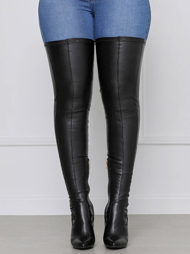 Damen Leder Overknee-Stiefel für den Winter