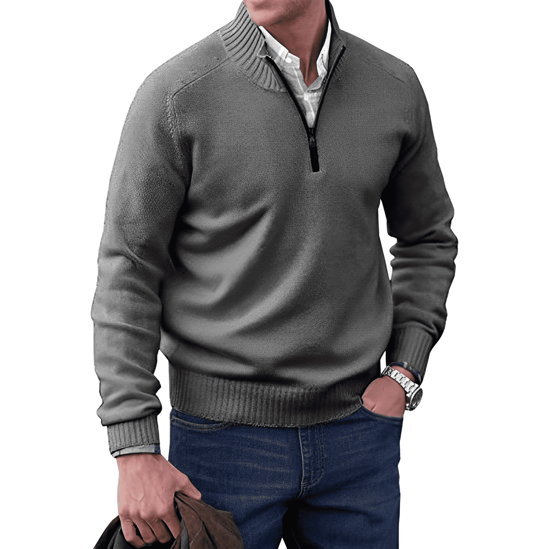 Luxus Herren Kaschmir Winterpullover mit Reißverschluss