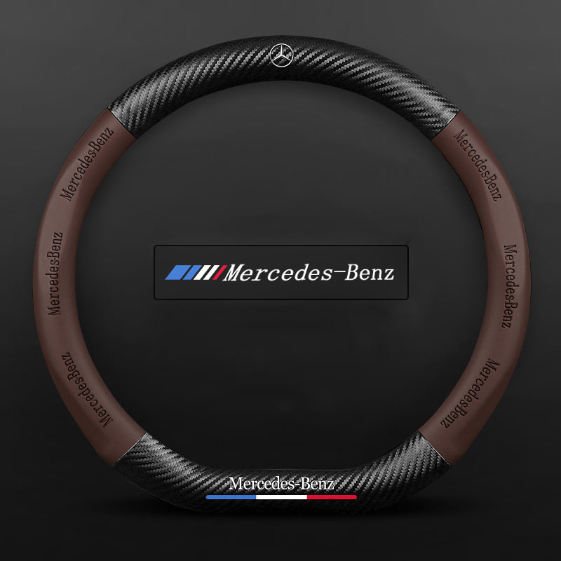 "3D geprägter Lederlenkradbezug, rutschfest, luxuriöses Design, universelle Passform, idealer Schutz und Komfort fürs Auto."