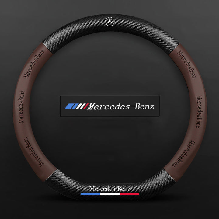 "3D geprägter Lederlenkradbezug, rutschfest, luxuriöses Design, universelle Passform, idealer Schutz und Komfort fürs Auto."