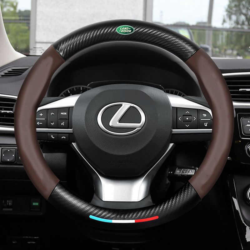 "3D geprägter Lederlenkradbezug, rutschfest, luxuriöses Design, universelle Passform, idealer Schutz und Komfort fürs Auto."