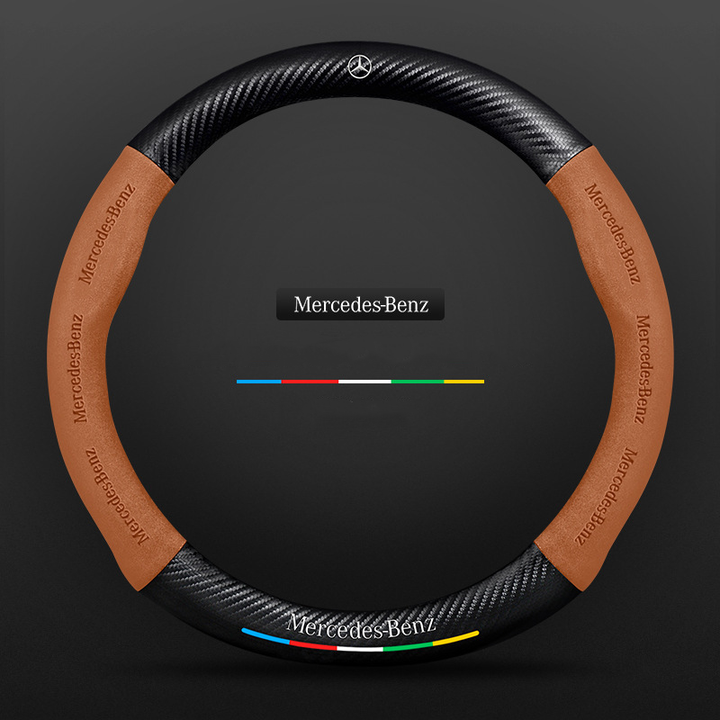 "3D geprägter Lederlenkradbezug, rutschfest, luxuriöses Design, universelle Passform, idealer Schutz und Komfort fürs Auto."