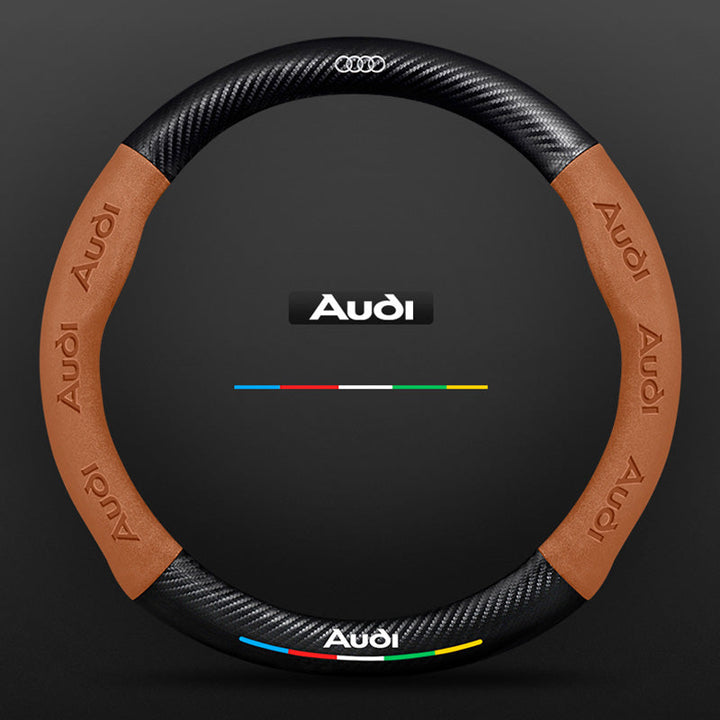 "3D geprägter Lederlenkradbezug, rutschfest, luxuriöses Design, universelle Passform, idealer Schutz und Komfort fürs Auto."