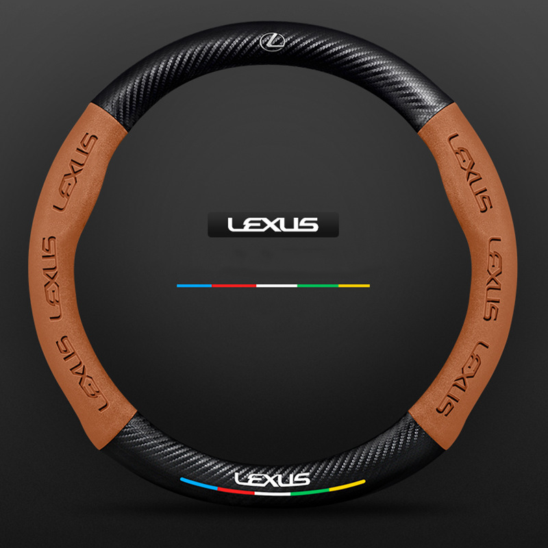 "3D geprägter Lederlenkradbezug, rutschfest, luxuriöses Design, universelle Passform, idealer Schutz und Komfort fürs Auto."