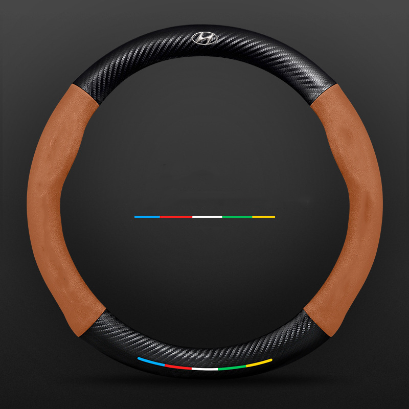 "3D geprägter Lederlenkradbezug, rutschfest, luxuriöses Design, universelle Passform, idealer Schutz und Komfort fürs Auto."