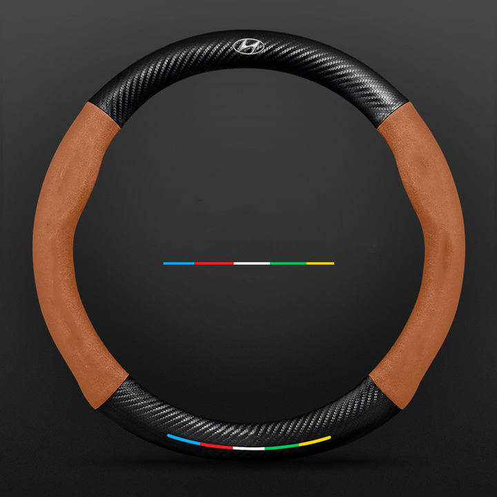 "3D geprägter Lederlenkradbezug, rutschfest, luxuriöses Design, universelle Passform, idealer Schutz und Komfort fürs Auto."