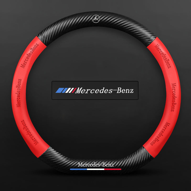 "3D geprägter Lederlenkradbezug, rutschfest, luxuriöses Design, universelle Passform, idealer Schutz und Komfort fürs Auto."