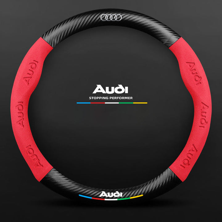 "3D geprägter Lederlenkradbezug, rutschfest, luxuriöses Design, universelle Passform, idealer Schutz und Komfort fürs Auto."