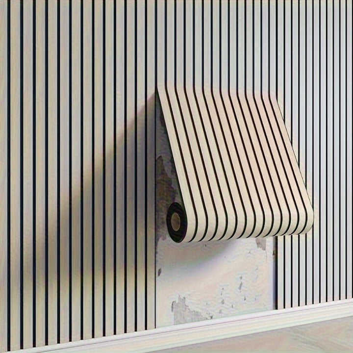 3D Wandpaneele selbstklebend, Holzoptik, realistische Maserung, modern, schlicht, beige, ideal für Wohnzimmer.