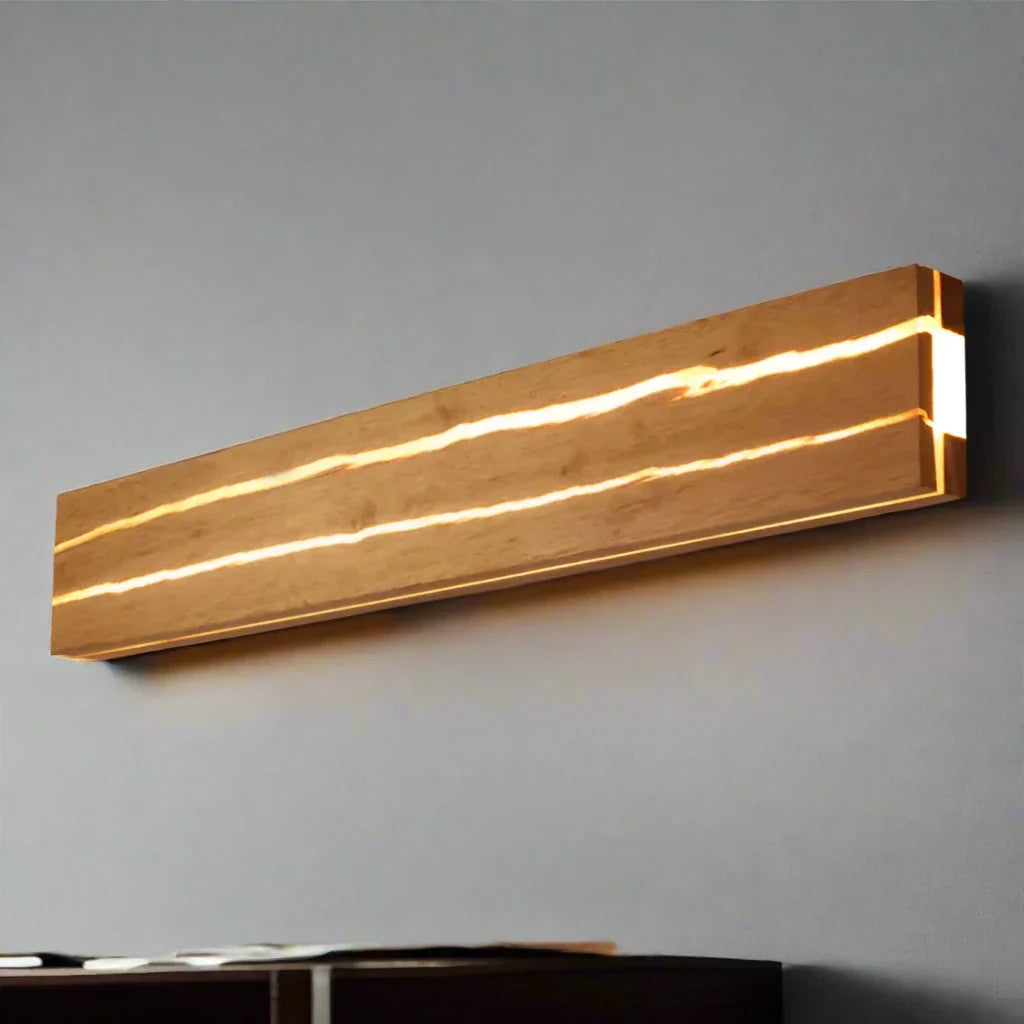 Moderne Holz LED-Wandleuchte mit Rissmuster