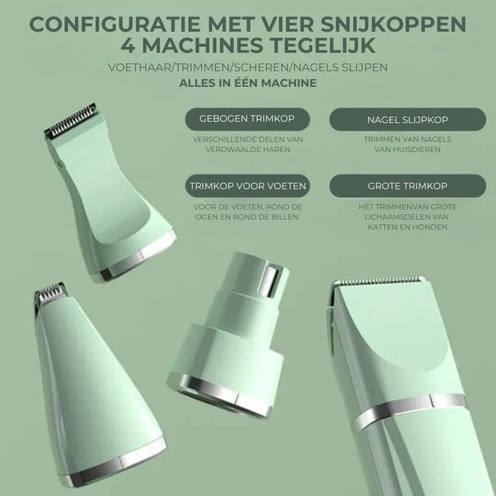 "4-in-1 Tierpflege-Trimmer, ergonomisch, multifunktional, für Fell- und Pfotenpflege, Eleganz, flüsterleise, Haustierbedarf"