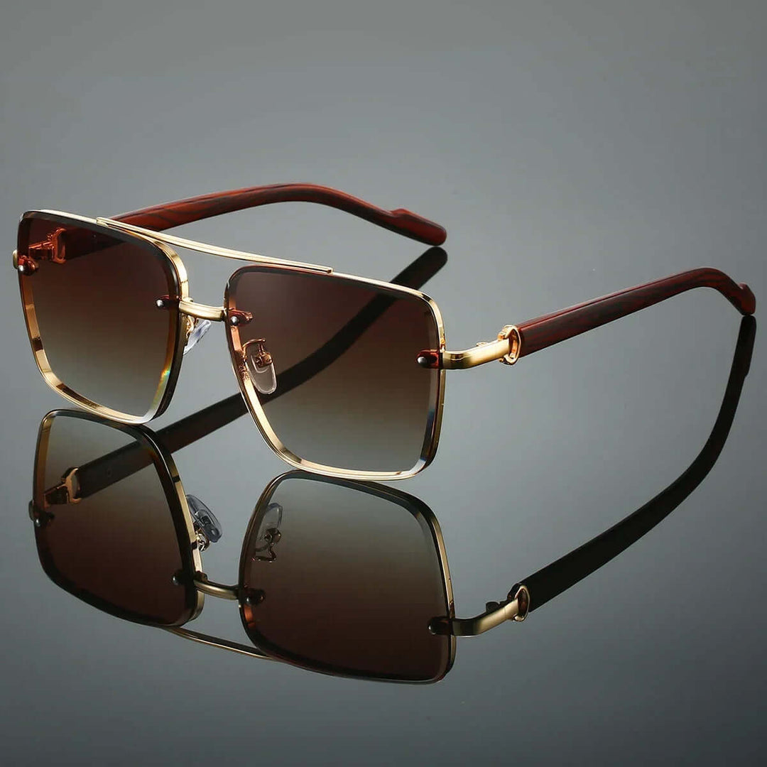 Sonnenbrille: Quadratisch, Gold, Modern