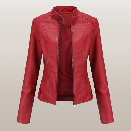 Damen Lederjacke mit Reißverschluss - Stilvoll & Elegant