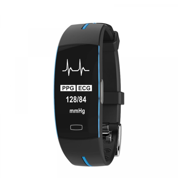 Schwarze Smartwatch mit PPG- und EKG-Funktion, Herzfrequenzanzeige, Fitness-Tracker.