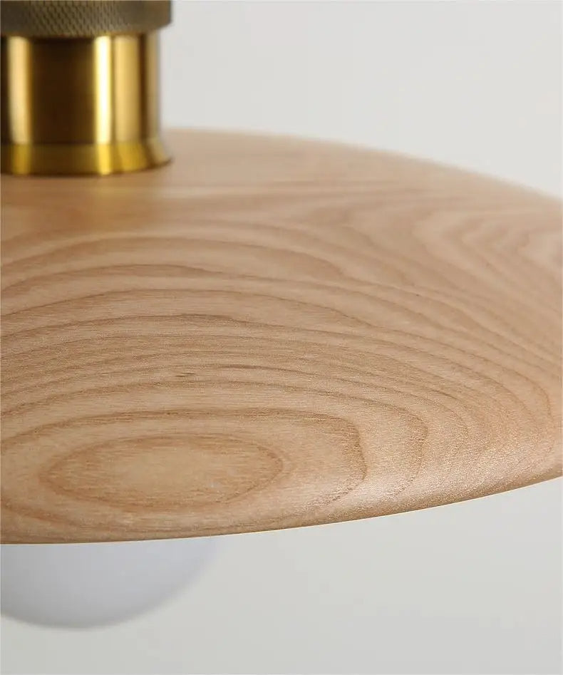 Holz-Deckenleuchte mit LED und Glasdesign für Eleganz
