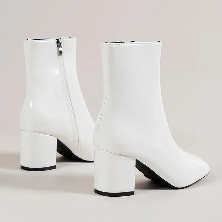 Damen Stiefeletten mit Blockabsatz und Spitze