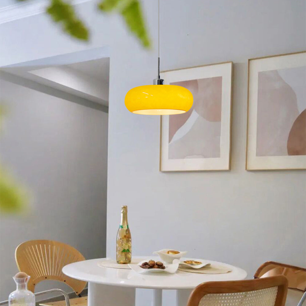 Hailie Brot Form Glas Pendelleuchte in Orange und Weiß