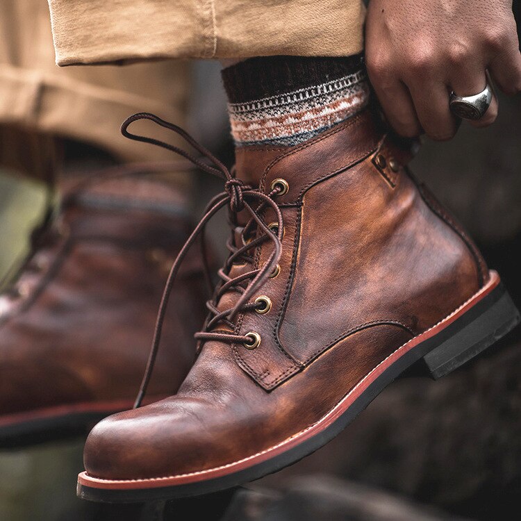 Herren-Stiefel aus Leder mit Orthopädischer Unterstützung