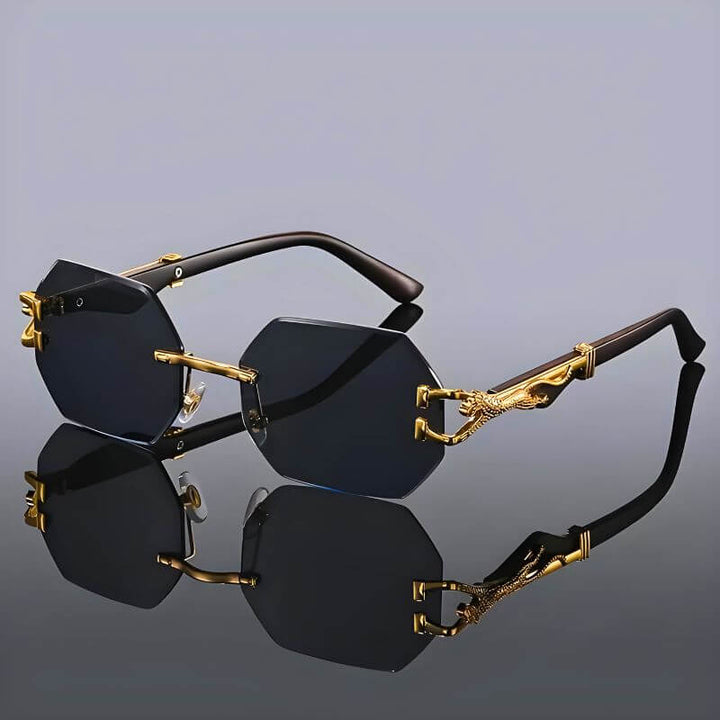 Hexagon Sonnenbrille mit Goldakzenten - UV-Schutz