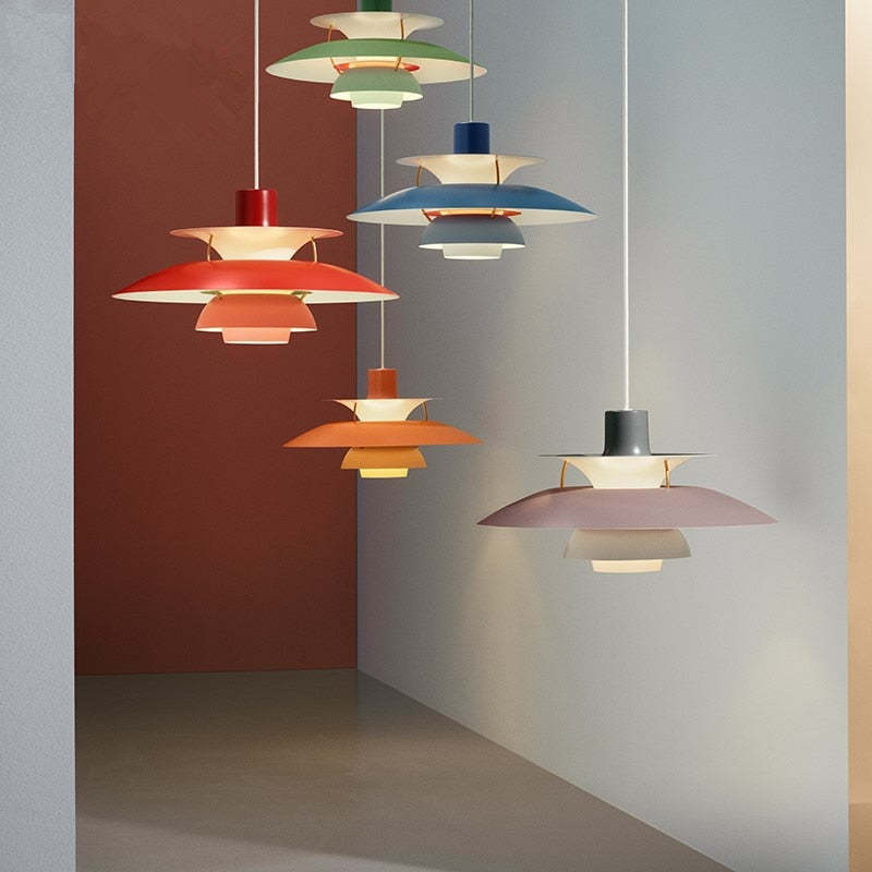 Moderne LED-Hängelampe mit Farbschirm für Innenräume