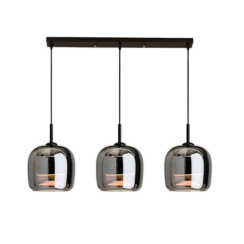 Moderne LED-Pendelleuchte aus Schwarzglas - Mehrköpfig