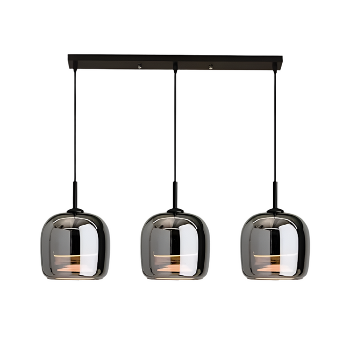 Moderne LED-Pendelleuchte aus Schwarzglas - Mehrköpfig