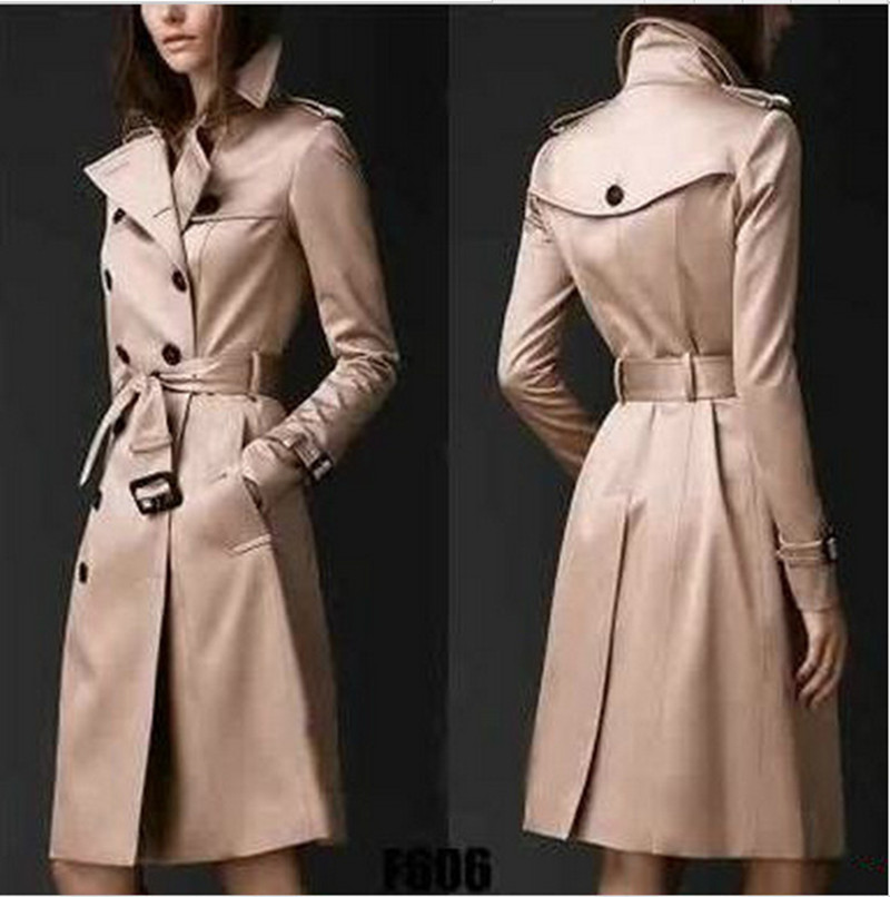 Damen Schlanker Trenchcoat mit Doppelknopfverschluss