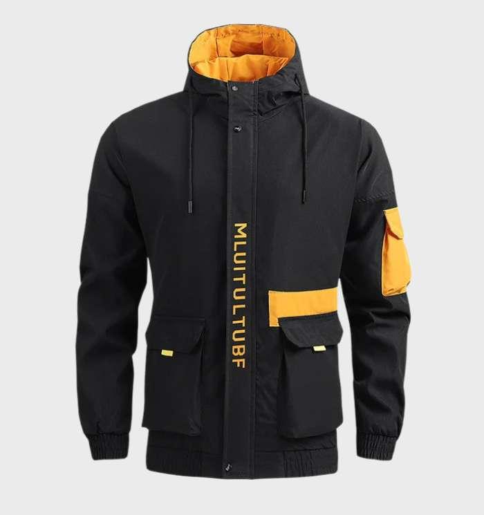 Herren-Wasserdichte Kapuzenjacke mit Taschen und Kordelzug