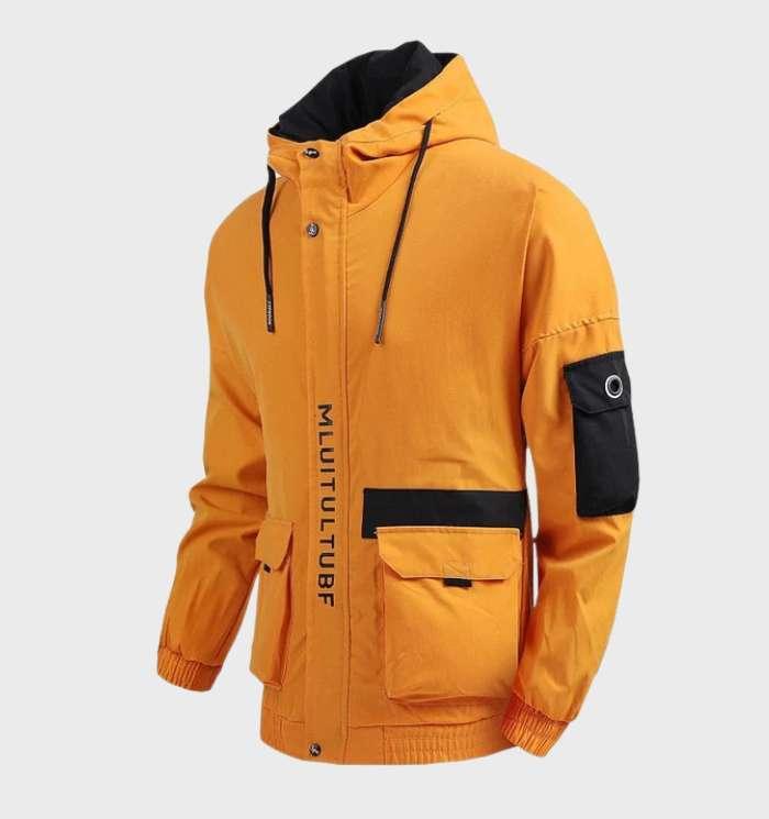 Herren-Wasserdichte Kapuzenjacke mit Taschen und Kordelzug