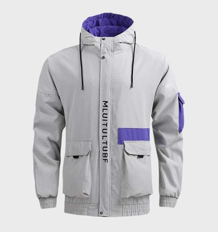 Herren-Wasserdichte Kapuzenjacke mit Taschen und Kordelzug