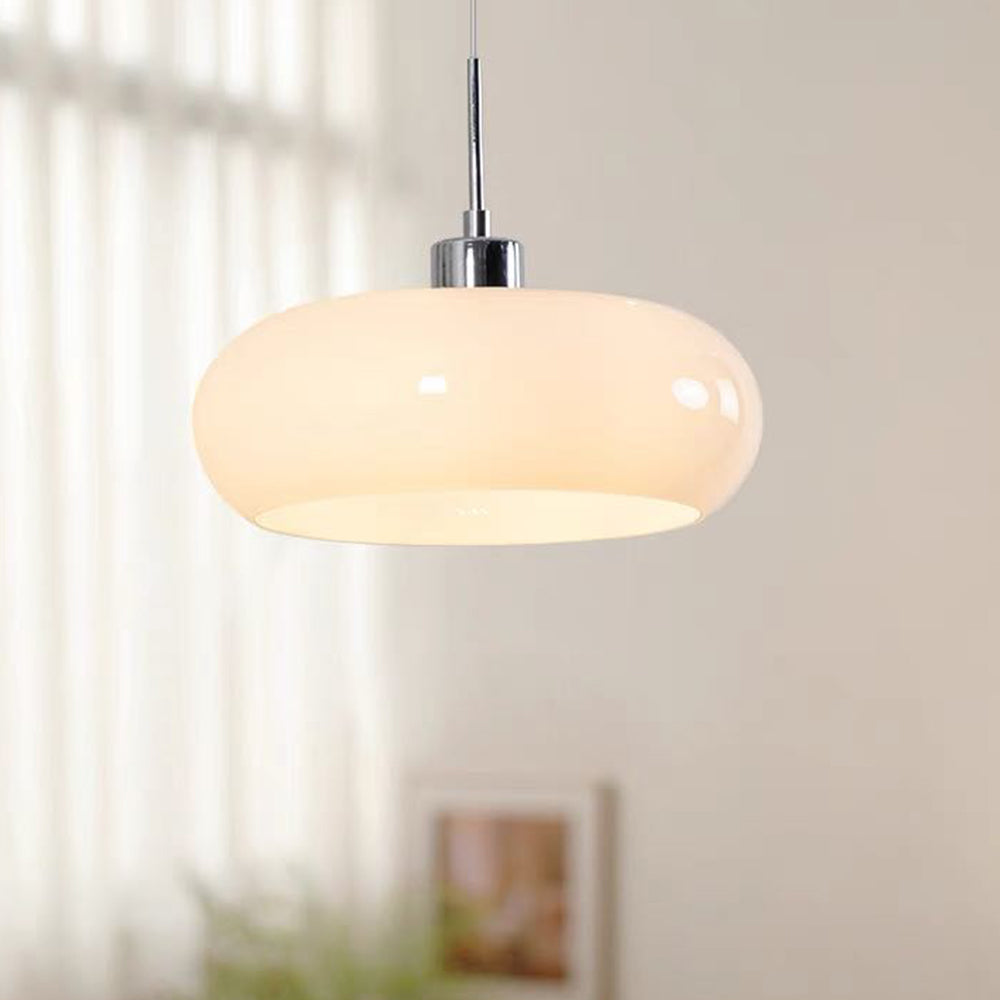 Hailie Brot Form Glas Pendelleuchte in Orange und Weiß