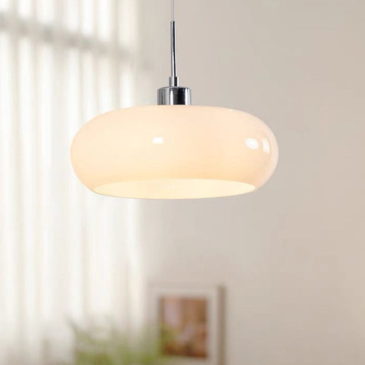 Hailie Brot Form Glas Pendelleuchte in Orange und Weiß