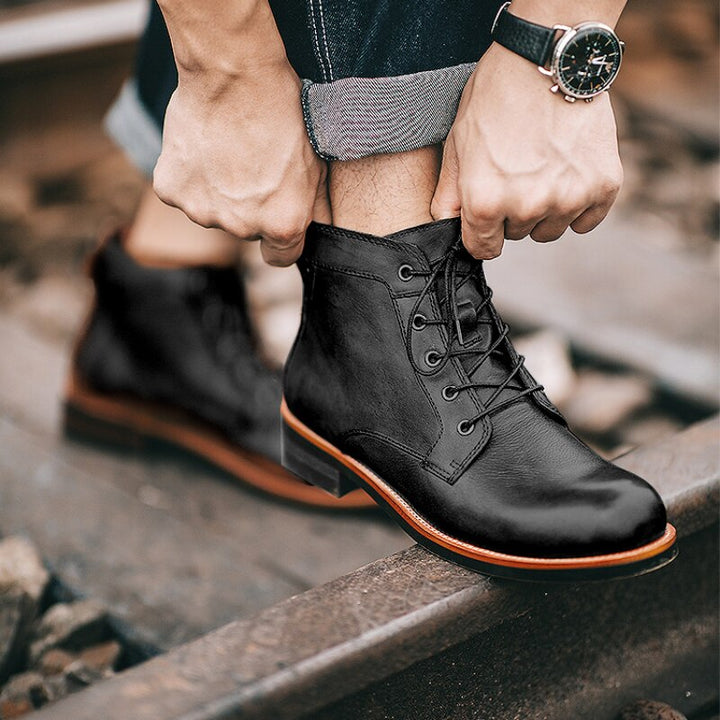 Herren-Stiefel aus Leder mit Orthopädischer Unterstützung