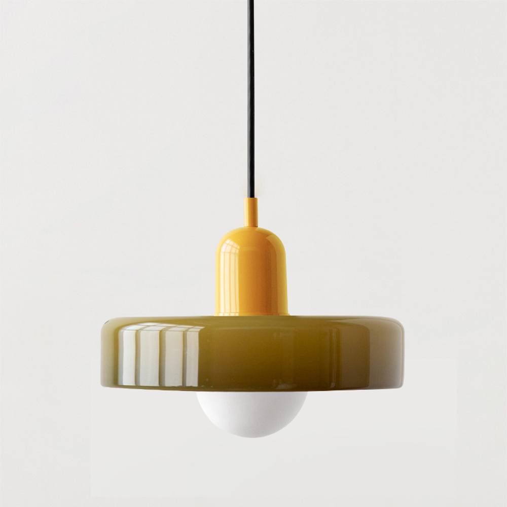Bauhaus-Pendelleuchte aus farbigem Glas für moderne Inneneinrichtung