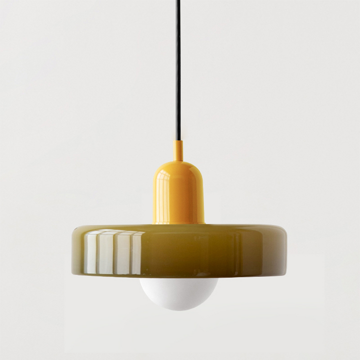 Bauhaus-Pendelleuchte aus farbigem Glas für moderne Inneneinrichtung