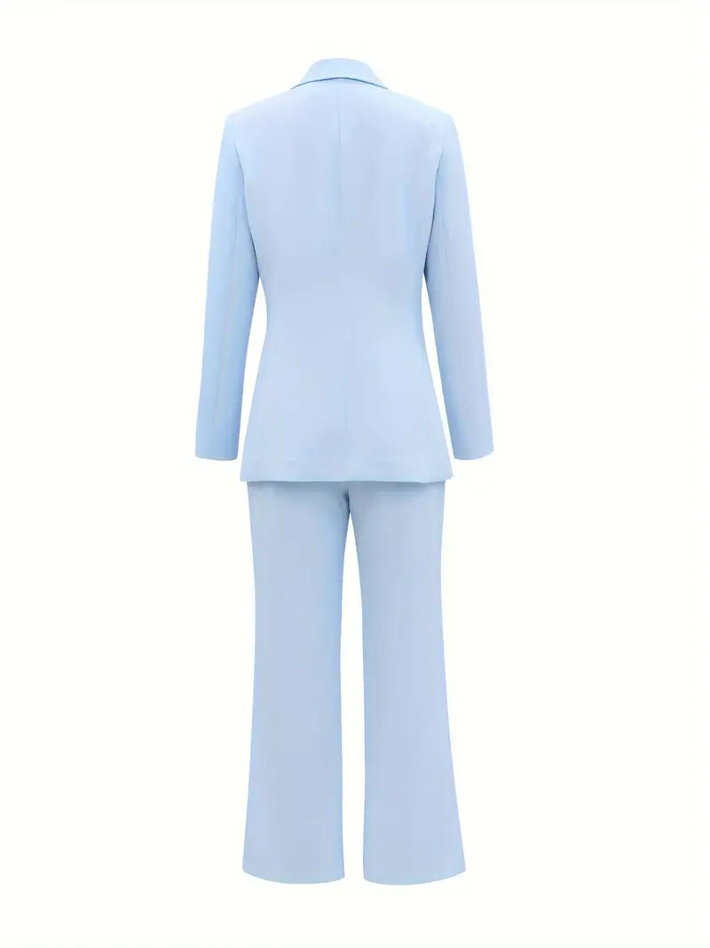 Damen Eleganz Blazer mit Reverskragen & Hochtaillierte Hose