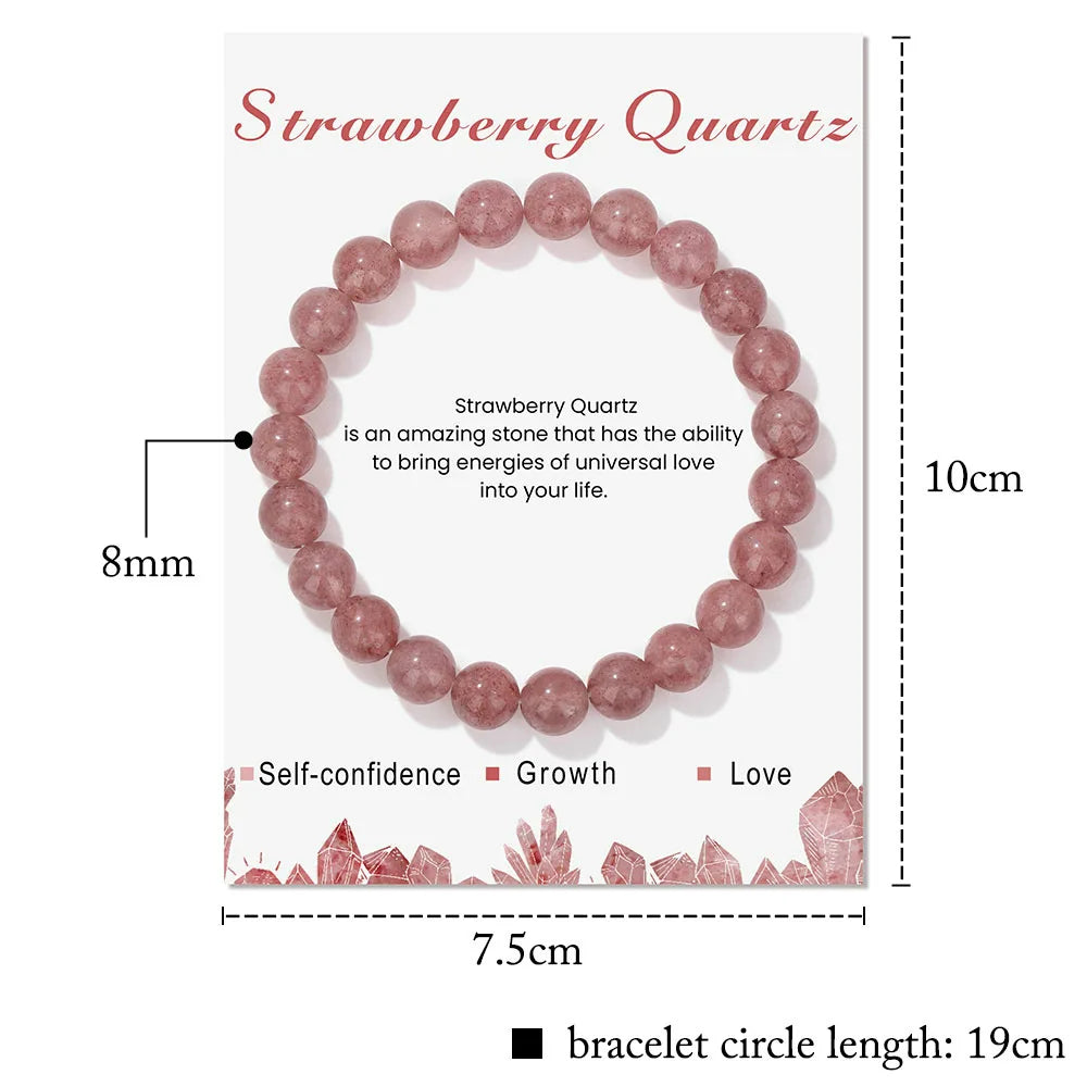 Rosa Strawberry Quarz Armband, 19cm, Selbstvertrauen, Wachstum, Liebe, Edelstein Schmuck.