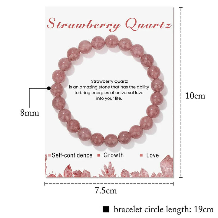 Rosa Strawberry Quarz Armband, 19cm, Selbstvertrauen, Wachstum, Liebe, Edelstein Schmuck.