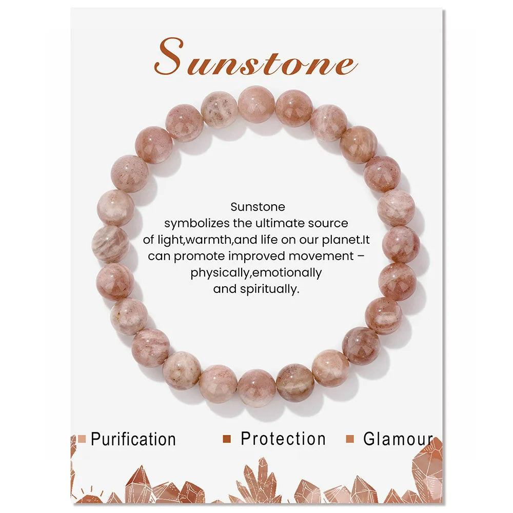 Sonnenstein-Armband, rosa, Heilsteine, spirituelle Bedeutung, Schutz, Schmuck, Kristallarmband