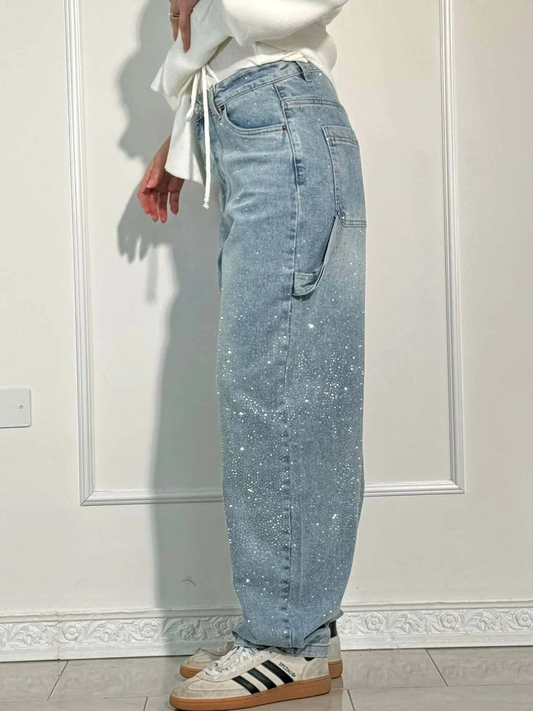 Glänzende Ballon-Jeans für Damen