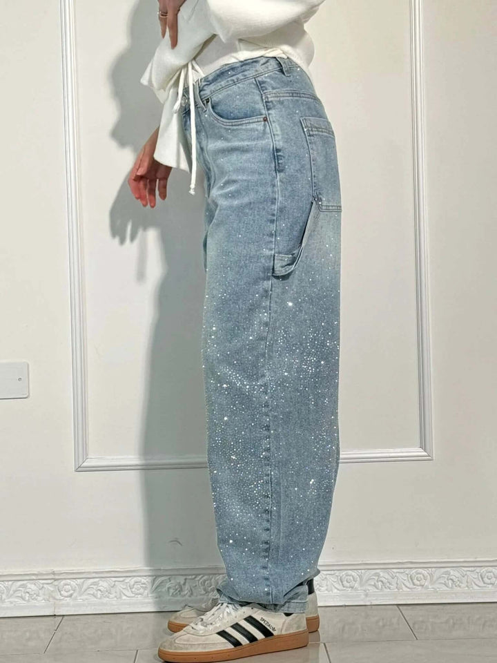 Glänzende Ballon-Jeans für Damen